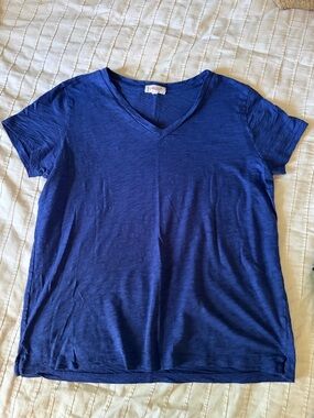 Goldie Signature Slub V-Neck Short Sleeve Pima Cotton Tee in Royal Blue